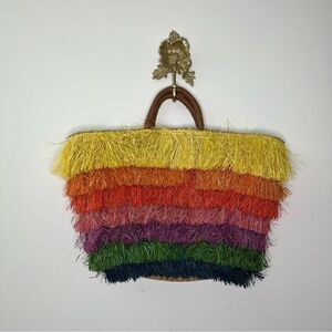 Kayu Rainbow Striped Straw Bag